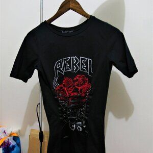 Black Rebel Mini T-shirt Dress, Size S, pre-owned, never worn.